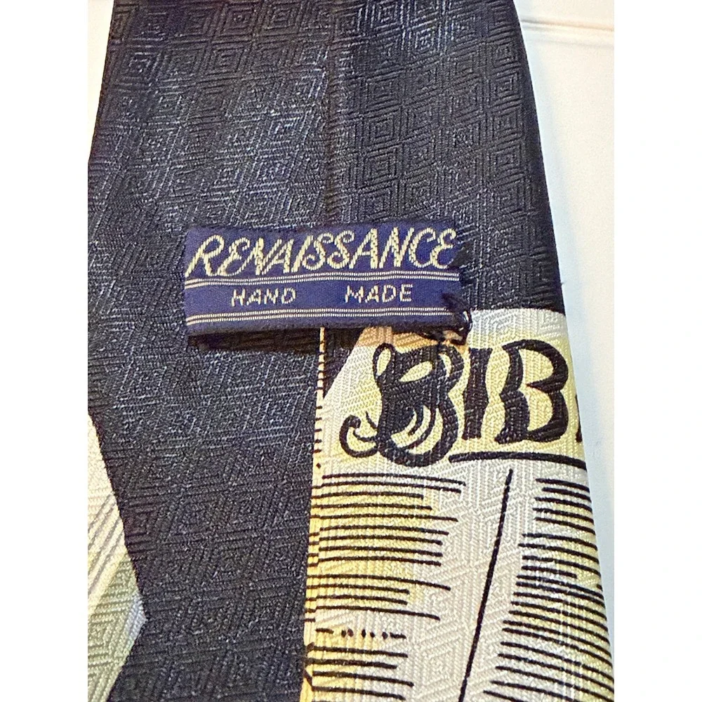 Renaissance Necktie Black Bible Cross Religious Graphic Church‎ Tie